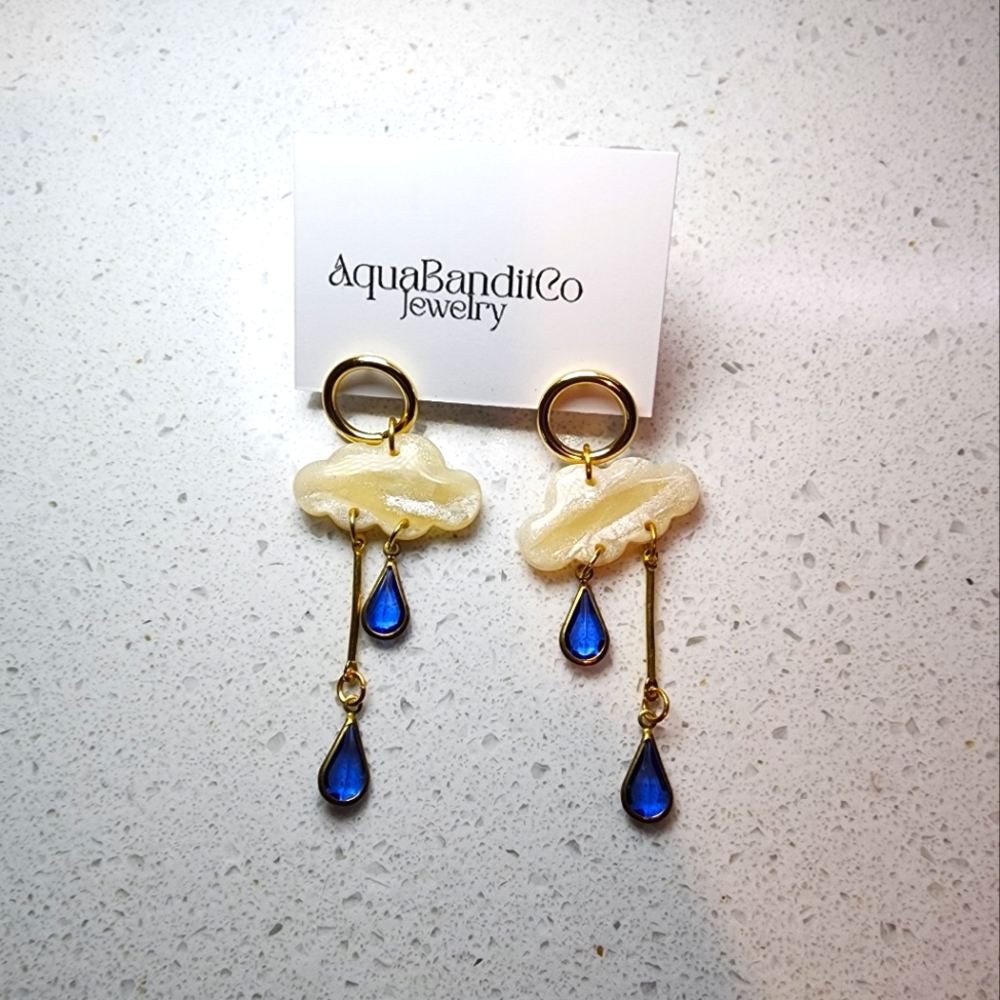 Hand-made cloud earrings